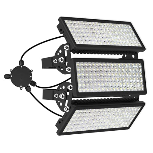 HOPEDAMAI 300W LED Strahler Außen mit Verteilerdose, 42000LM Flutlicht Superhell LED Fluter, Kaltweiß 6500K 230V Scheinwerfer IP67 Wasserdicht Außenstrahler für Sportplatz Parkplatz Beleuchtung