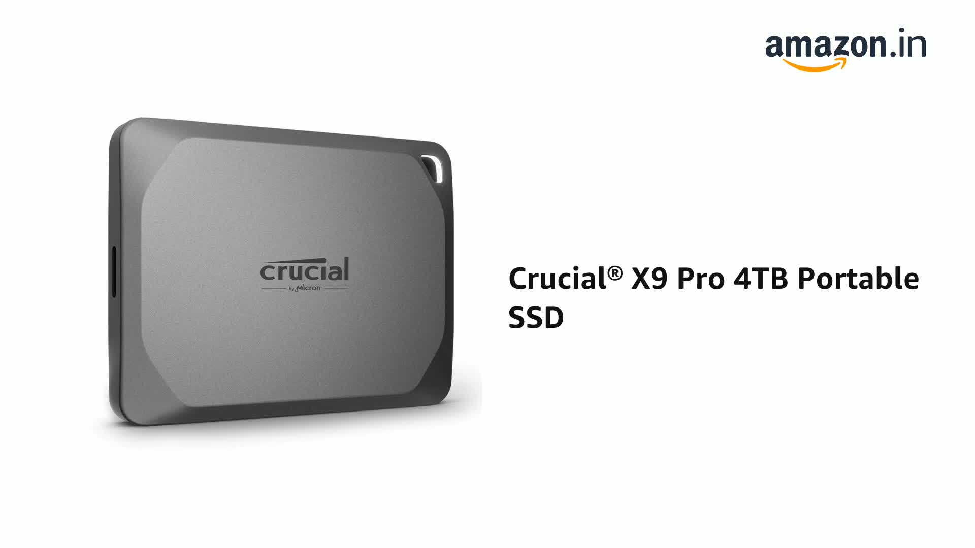 Crucial X9 Pro 4TB Portable SSD – Up to 1050MB/s Read/Write, USB 
