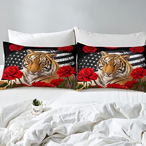 Parure de lit double tigre floral ultra douce contre le sommeil agité - 5