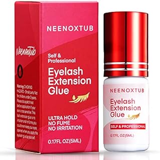 Neenoxtub Sensitive Eyelash Extension Glue, No Fume Lash Glue for Eyelash Extensions, 6-7 Weeks Retention Eyelash Glue for Sensitive Eyes, Extra Strong Professional & Individual Lash Glue. 5 ml