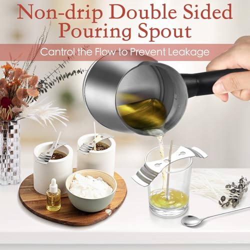 TOKPELA Wax Melter for Candle Making, Stainless Steel Electric Candle Wax Melter, Double Pouring Spout Candle Wax Melting Pot with 51IN Cord and Hot Plate, Candle Making Pot Kit for Beginners - Image 5
