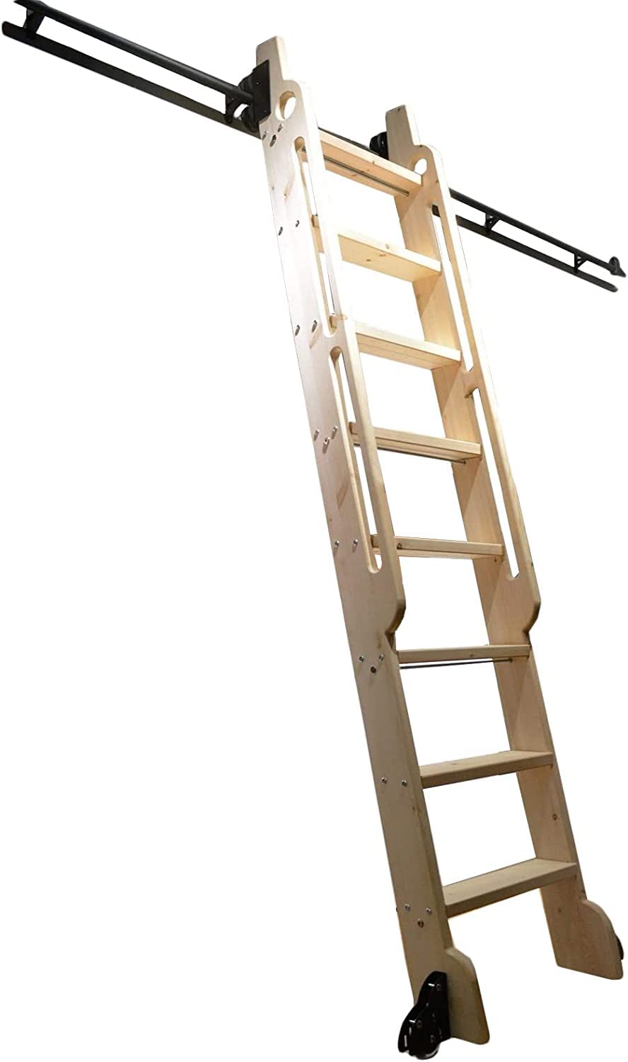 GArcan Kit ferramenta per Binario Scorrevole per Scala Scorrevole, Binario per Scala Scorrevole Kit ferramenta per Porta Scorrevole per fienile per Sistema di rulli per Armadio con scaletta (Senza