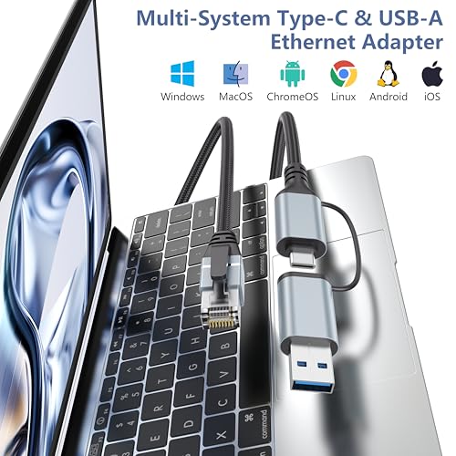 Cable Ethernet Cat 8 Dacrown 50 FT con USB C 10 FT miniatura 3