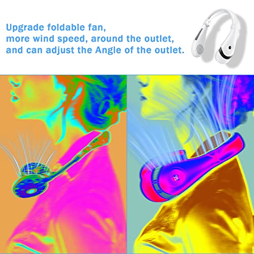 Dolond Neck Fan, Portable Foldable Bladeless Neck Fans, Led Display, 3 Speeds Adjustable, Rechargeable Battery (White) #TOP6