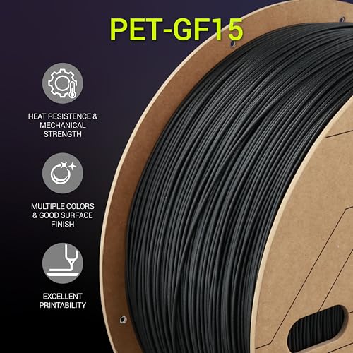Image of Polymaker Fiberon Black PET-GF15 3D Printer Filament 1.75mm 3KG, 15% Glass Fiber Reinforced, High Strength & Heat Resistance, Ideal for Automotive, Industrial & Functional Parts, AMS Compatible