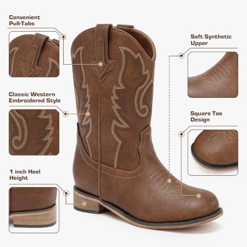 Image of Motasha Girls Cowgirl Boots Unisex-Child Mid Calf Glitter Toddler Cowboy Boot Little Big Kids Western Riding Shoes