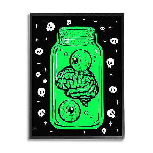 Image of 'Spooky Specimen Jar'| Framed Giclee Art | Stupell Industries | Black, 11 x 14 Inches, Easy to Hang and Sturdy, Made in USA, by Ziwei Li