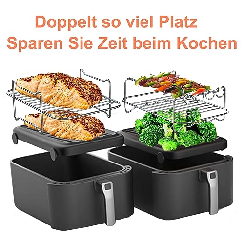 Lot de 6 friteuses à air chaud Dual Zone - Avec moule en silicone Airfryer - Compatible avec Ninja AF300EU, AF400EU, Cecotec, Ultenic K20 7,6L-9L - Double friteuse Air Fryer