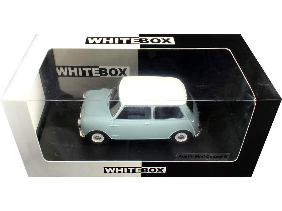 1965 Austin Mini Cooper S Azul / Blanco 1:24 Whitebox 124183