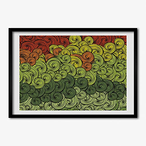 Tableau moderne Tulup 70x50 cm avec cadre en bois élégant et motif vagues colorées