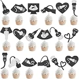 Sonography Cupcake Toppers 24 PCS Glitter Ultrasound Cake Decorations Sonographer Birthday Party Decorations for X-Ray Radiology Technician Nurse Doctor Gradudation Party Supplies