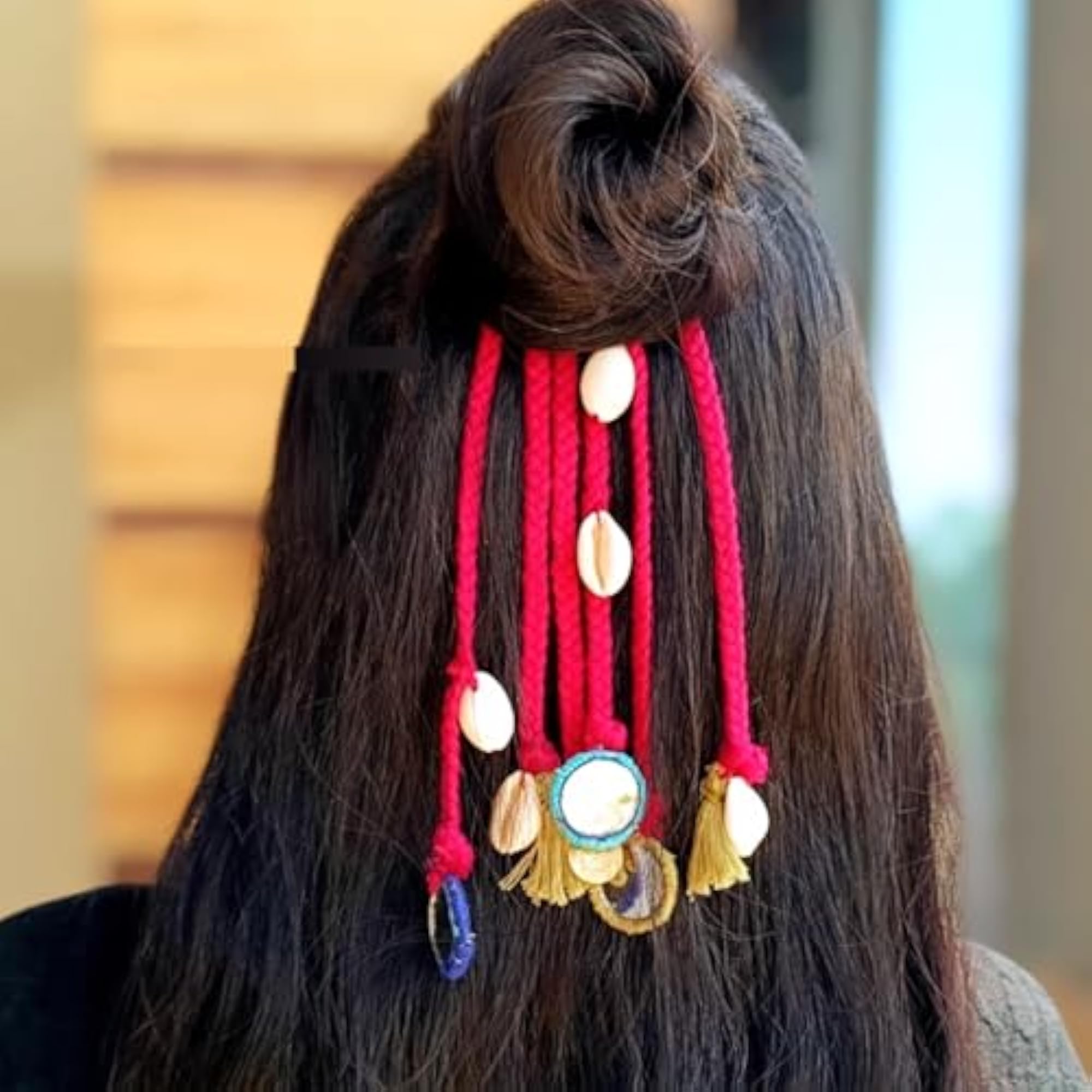 Handmade Boho Hair Tie with Braided Cotton Threads