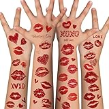 Cupid Costume Women - 120 Pack Kiss Tattoos Temporary - Lip Tattoo Cupid Accessories Bow and Arrow Shirts Dress | Heart Lipstick Stickers Gifts Holiday Party Favors Crafts Decor for Women Adults