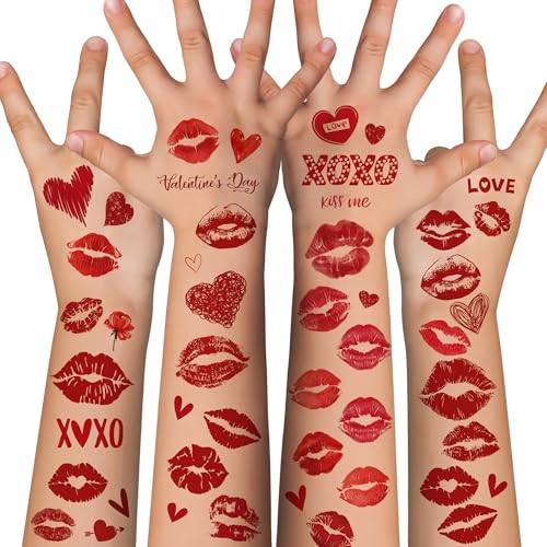 Cupid Costume Women - 120 Pack Kiss Tattoos Temporary - Lip Tattoo Cupid Accessories Bow and Arrow Shirts Dress | Heart Lipstick Stickers Gifts Holiday Party Favors Crafts Decor for Women Adults