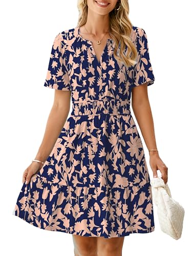 Image of Simplee Womens 2026 Summer Mini Dress Eyelet Short Sleeve Cocktail Short Dresses Cute A Line Sun Dress with Pockets