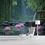 Impression Haute Définition Pour Un Effet Paysager Réaliste: Grâce à La Technologie D’impression 3D Haute Définition, Motif Bosquet De Bambous Fleurs De Lotus Galets Offre Des Couleurs éclatantes Et Des Détails Réalistes Pour Créer Une Impression De Profondeur Et D’immersion. Parfait Pour Donner Vie à Des Paysages Naturels, Des Panoramas Et Des Décors Apaisants Dans Votre Salon, Chambre Ou Bureau.