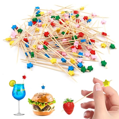 100 Piezas Palillos Cóctel Decoración, Palillos Cóctel Fiesta, Palillos Cóctel Bambú, para Cócteles, Frutas, Bocaditos, Aperitivos, Familia, Fiesta Cumpleaños, 12cm, Corazones Multicolores
