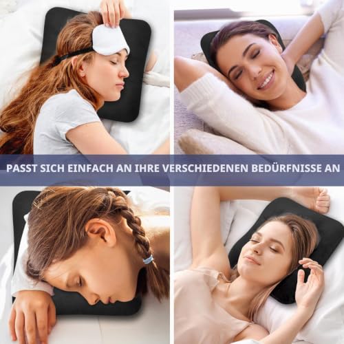 VAVPUP Piercing Kissen mit Loch,Ohrlochkissen für Seitenschläfer mit Ohrloch,O-Förmiges Design,Superfeine Baumwollfaser,Starke Stützkraft,Tragbar Donut Kissen für Zuhause,Reisen und Büro(schwarz)