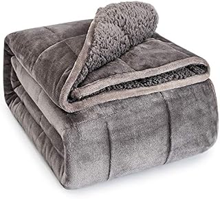 BUZIO Weighted Blanket King Size, Weighted Blanket Adult, Sherpa Weighted Blanket with Soft Plush Fleece Warm Sherpa Thick Blanket, Great for Sleep and Calming, 150 x 200cm, Grey