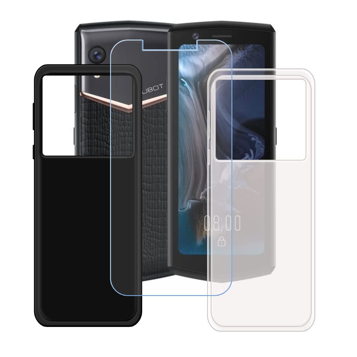 Custodia In Silicone TPU Trasparente Per Cubot Pocket (4,0'') + Pellicola In Vetro Temperato 9H – Cover Sottile Antiurto Con Kit Di Pulizia
