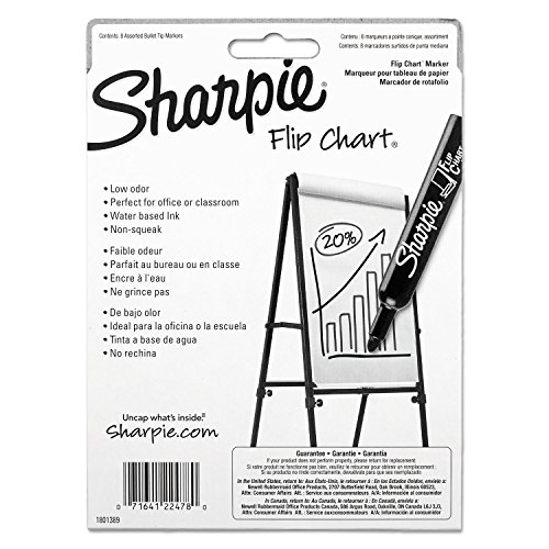 Image of Sharpie Flip Chart Markers, Bullet Tip, Assorted Colors, 8-Count