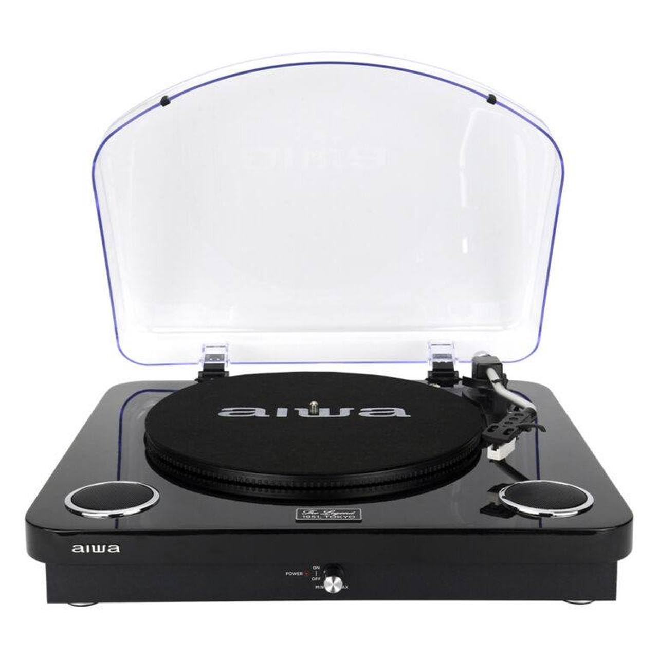 AIWA – Tocadiscos LPS-25BK | 3 velocidades 33/45/78 RPM; Bluetooth 5.4; Altavoces Integrados 2×5W; USB/Audio RCA; Radio FM, Color Negro | Reproduce discos de vinilo a 33, 45 y 78 RPM, Bluetooth, radio FM a MP3 mediante USB. Bocinas estéreo integradas