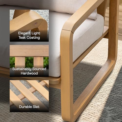 image for Idzo Ivy Loveseat with Coffee Table – Beige Fabric, 2-Seater Outdoor
