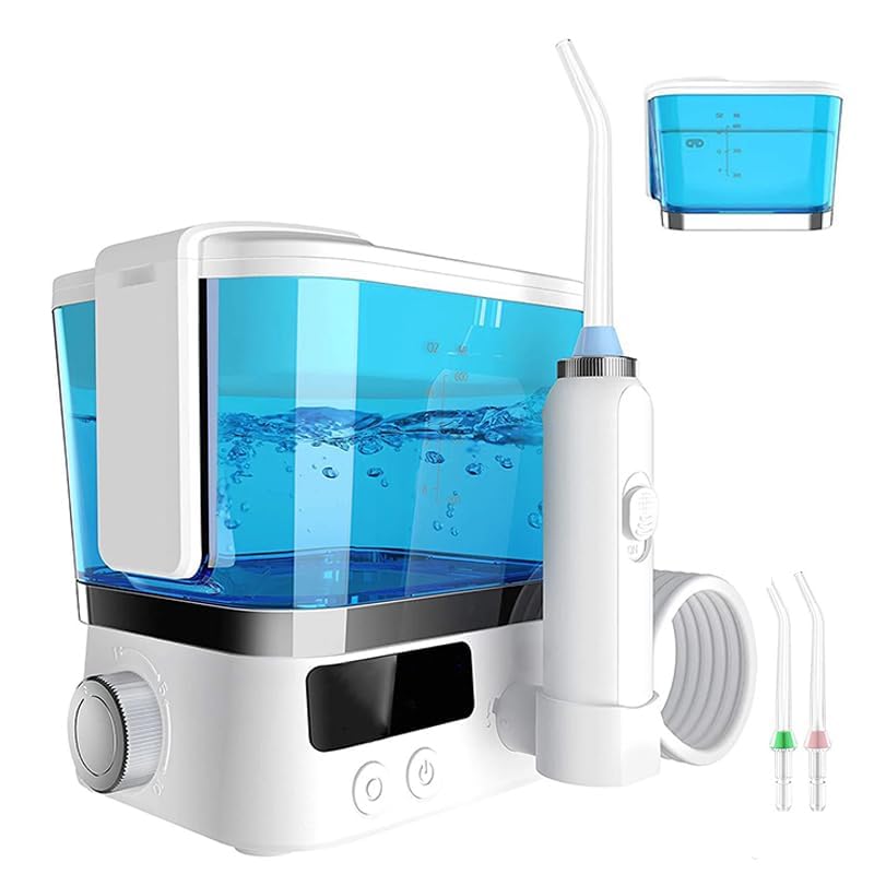 Irrigador dental para dientes y encías, limpiador dental portátil recargable con depósito de 600 ml y 10 niveles de presión