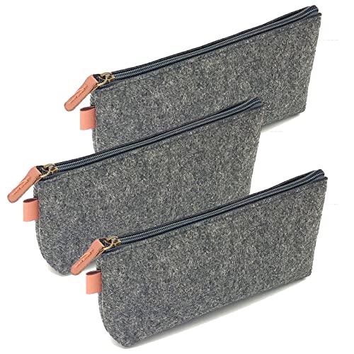 Bingolar Felt Pencil Case Felt Pencil Case Felt Pen Bag Multifunctional Stationery Bag Cosmetic Bag with Zip for Pens Pencils Markings and Other School Supplies, gray, Felt