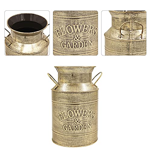 Misixile 8.5 Inch Gold Metal Vases For Centerpieces Rustic Gold Decorative Flower Vase Shabby Chic Milk Can For Home Dining Table Decor #TOP2