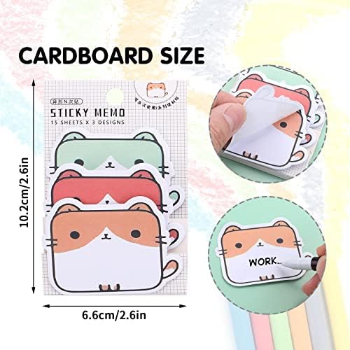 cobee Cute Sticky Notes, 6 Pack Cartoon Animals Self-Stick Notes Self-Adhesive Memo Pads Students Home Office Bookmarks and Index Tab Supplies