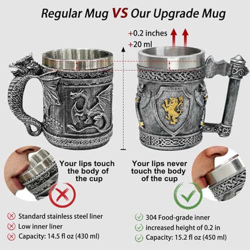 Vaso Medieval con Hachas Vikingas Acero Inoxidable 14 oz miniatura 4
