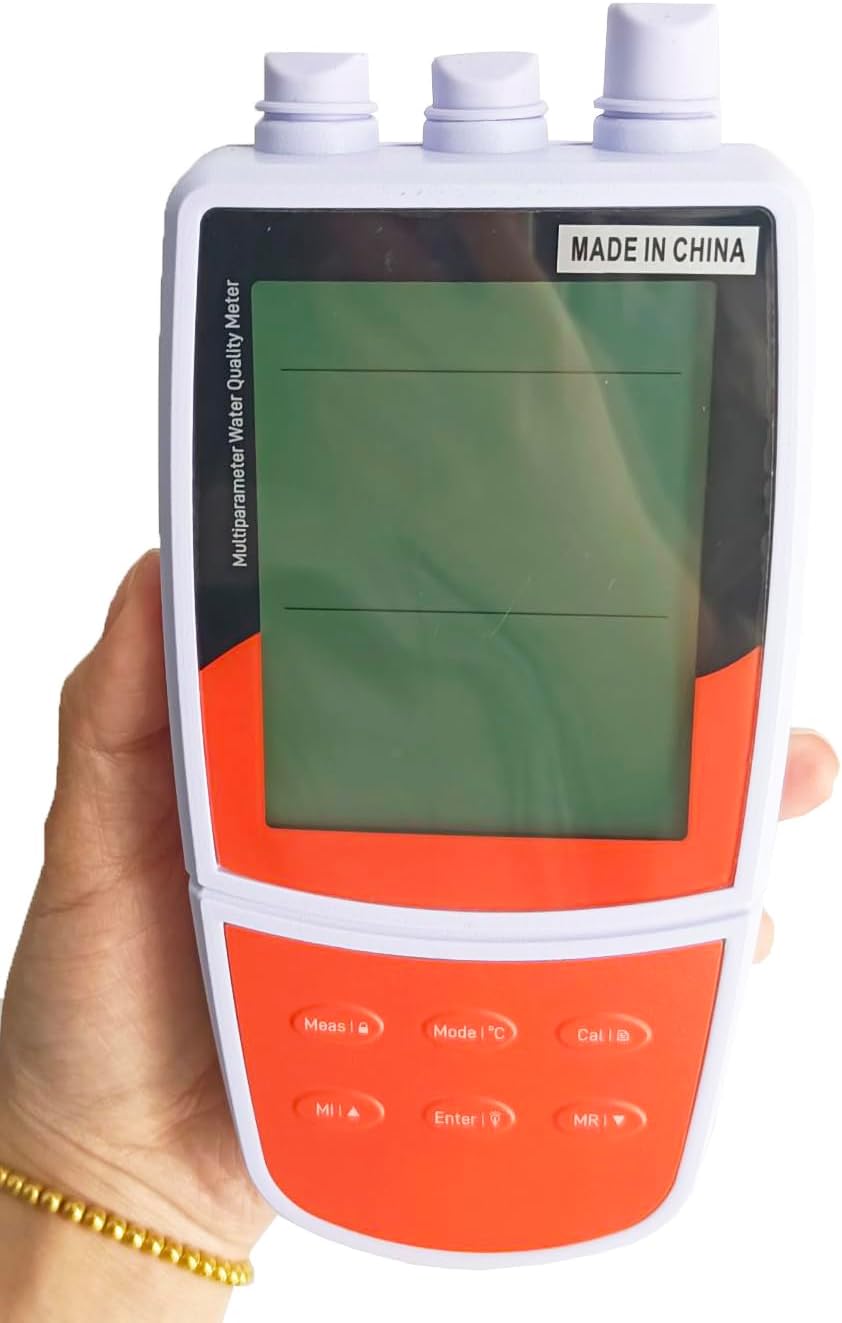 Multiparameter Water Quality Analyzer PH Conductivity Meter with Standard Calibration Solution Range-2.000 to 20.000 pH and -1999.9 to 1999.9 mV K10 Platinum Conductivity Electrode