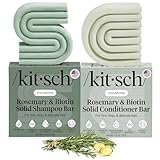 Kitsch Rosemary & Biotin Shampoo and Conditioner Set for Hair Growth - Strengthening, Thickening & Volumizing Shampoo and Conditioner Bar - Paraben, Sulfate & Silicone Free - 2 pack