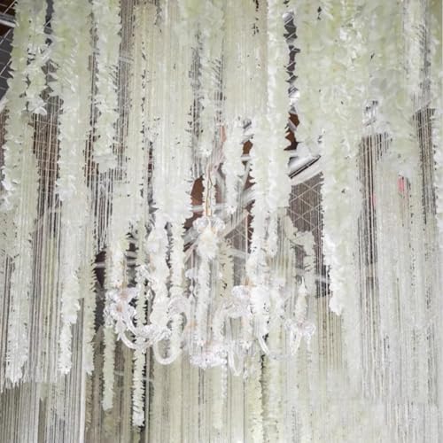 BAZIPEI 33Ft Wisteria Hanging Flowers White Artificial Flower Garland Wisteria Silk Fake Hanging Flower Garland Vine for Wedding Arch Party Outdoor Home Wall Garden Decor 10 Packs