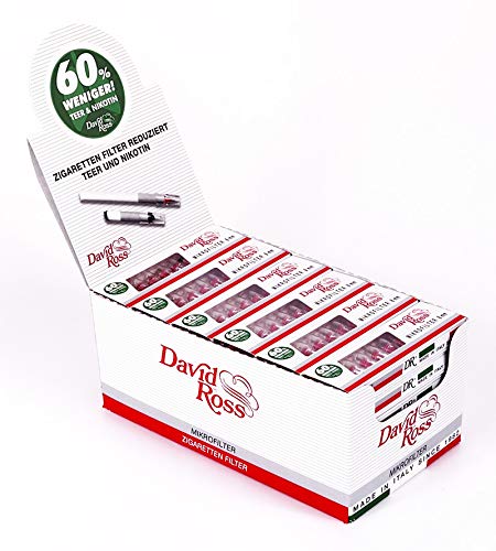 David Ross Mikrofilter 8 mm Durchmesser 60% Nikotin- und Teer-Reduktion 3 Boxen (108 Packungen)