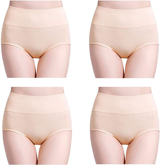 Women's Cotton PN-035 Fitted Bikini Style Underwear | Women Thong High Waist Panty | Low Rise Sexy Solid Hipster Sexy Lingerie high Waist Panties | 100% Super Cotton Combo (Beige)(Pack of 4).-picture-21