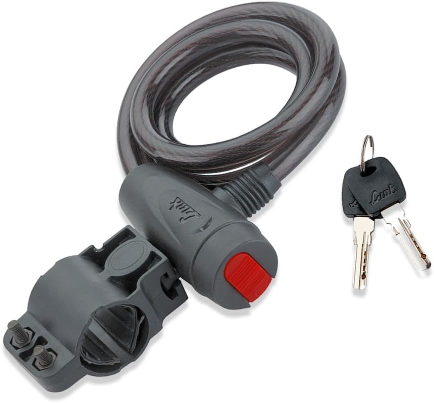 Link Multipurpose Cable Lock (100 CM) for Cycles, Bikes, Helmets & Scooters - Assorted Colour, 7mm Thick Heavy-Duty Steel Cable, 2 Keys & 1 Lock, CL-02 (Pack of 1)