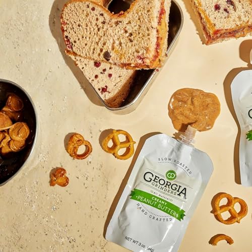 Image of Georgia Grinders Nut Butter Spread, Non-GMO, Gluten Free, No Palm Oil, No Added Sugar, Vegan Friendly (3 Ounce (Pack of 2), Creamy Peanut)