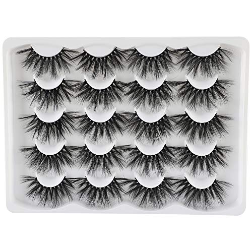 25MM False Eyelashes Dramatic Long Lashes Fluffy Crossed Lashes FANXITON 3D Faux Mink Lashes 10 Pairs Pack