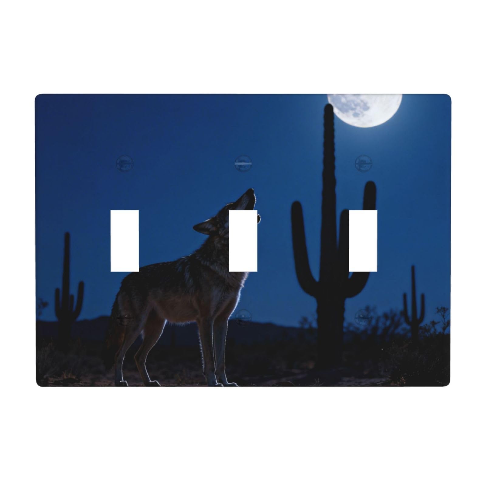Coyote Howl Moon 3 Gang Switch Plate Cover-Unbreakable Polycarbonate Wall Plate, Heat Resistant Toggle Switch Decor for Home