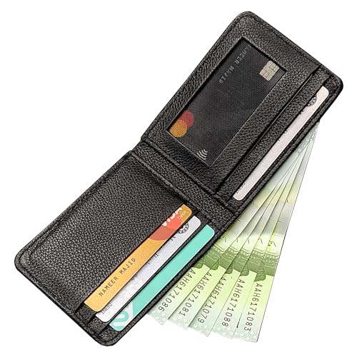 Generic New 2024 RFID slim Genuine Leather Wallet for Men - 5+ Credit Cards, ID Window, Cash Pocket, Slim Mens Leather Wallet., Black3