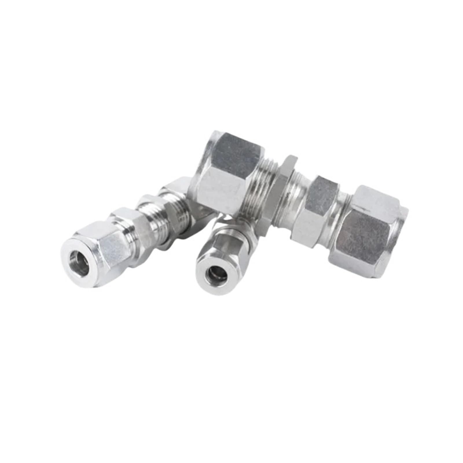 Adaptador de conector de mamparo de unión recta de acero inoxidable 304 con doble casquillo hidráulico (6,35 mm)