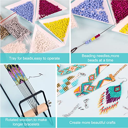 Pp Opount J-026S Bead Loom Kit, Beading Supplies With 9700 Pcs Seed Beads, Tray, Scissors Making Accessories, Beading Loom Kits For Adults Jewelry Making Bracelets Belts thumb #4