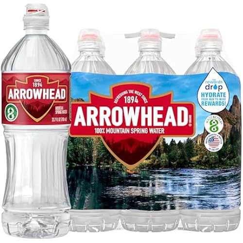 Arrowhead 100% Mountain Spring Bottled Water - 23.7 Fl Oz, 6 Pack