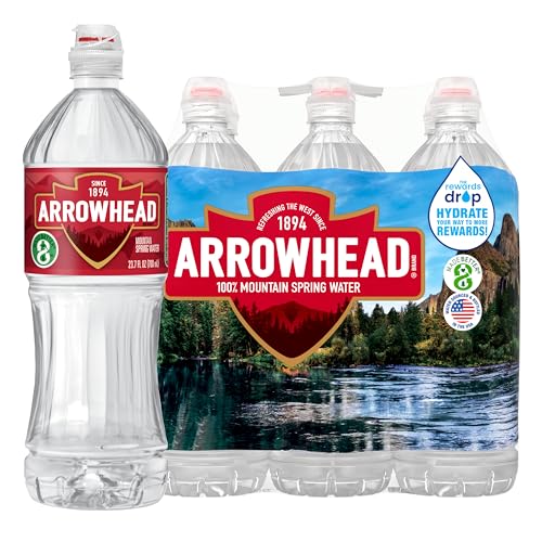 S, 6 Pack - Still Bottled Water With Naturally Occurring Minerals For Taste - 23.7 Fl Oz Sports Bottle With Flip Cap