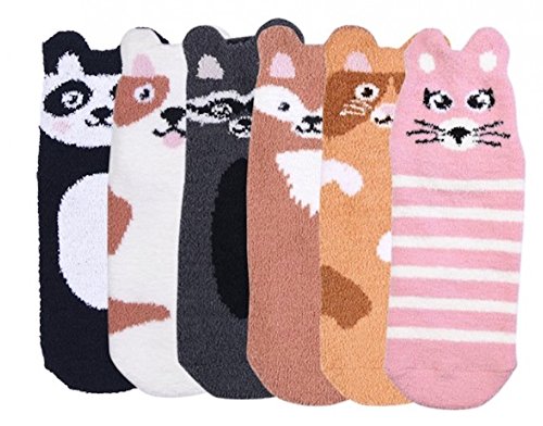 I&S 6 Pairs Women's Cozy Slipper Socks Fuzzy Sock Multi Color Warm Butter Soft2