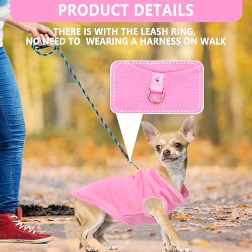 Image of 2 Pack Dog Sweater with Leash Ring Winter Warm Pet Sweater Thick Clothes Coat Fleece Dog Sweaters for Small Dogs Girl Boy for Chihuahua, French Bulldog, Dachshund, Medium(7-10lbs)