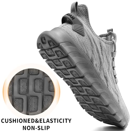 Women's Running Shoes Walking Tennis Gym Workout Slip on Athletic Fashion Sneakers Lightweight Breathable Sport Jogging Hiking Casual Shoe Gray Size 8.53