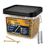 #10 x 3 Exterior Deck Screws (25 lb Box), Tan Epoxy Coated Wood Screws with T25 Star Bit, Type...